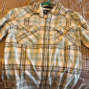 Carhartt Green and White Plaid Casual Shirt
